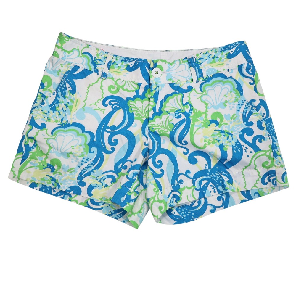 LILLY PULITZER Women's Size 6 Blue Green White Tropical Paisley Callahan Short